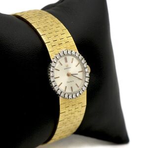 Omega 18K Gold Diamond Bracelet Watch 1970s